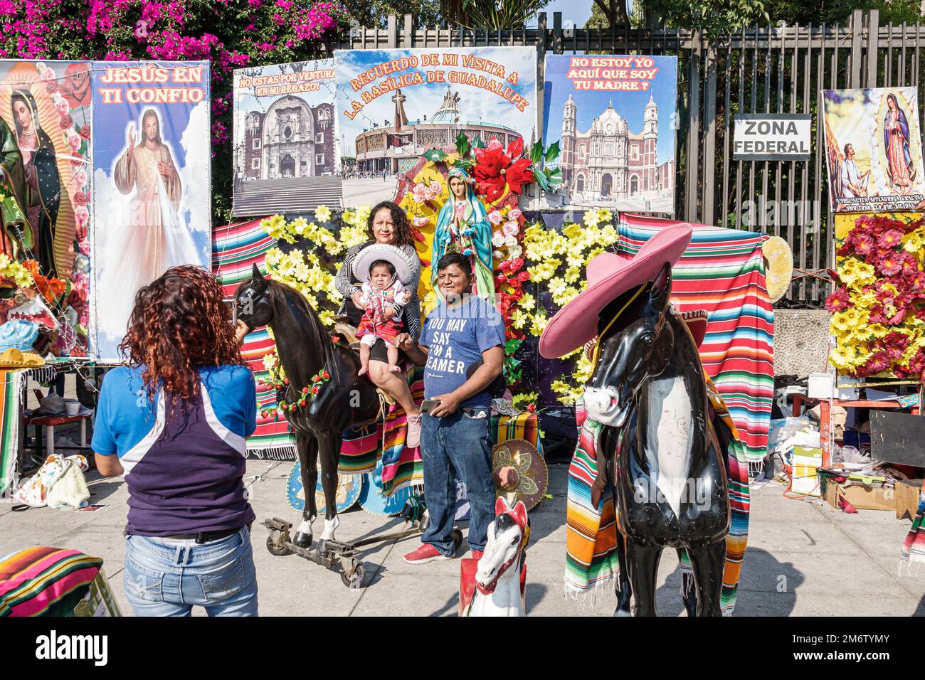 Mexico City,Day of the Virgin of Guadalupe pilgrimage pilgrim pilgrims,Basilica of Our Lady of Guadalupe Basilica of Santa Maria de Guadalupe Insigne Stock Photo