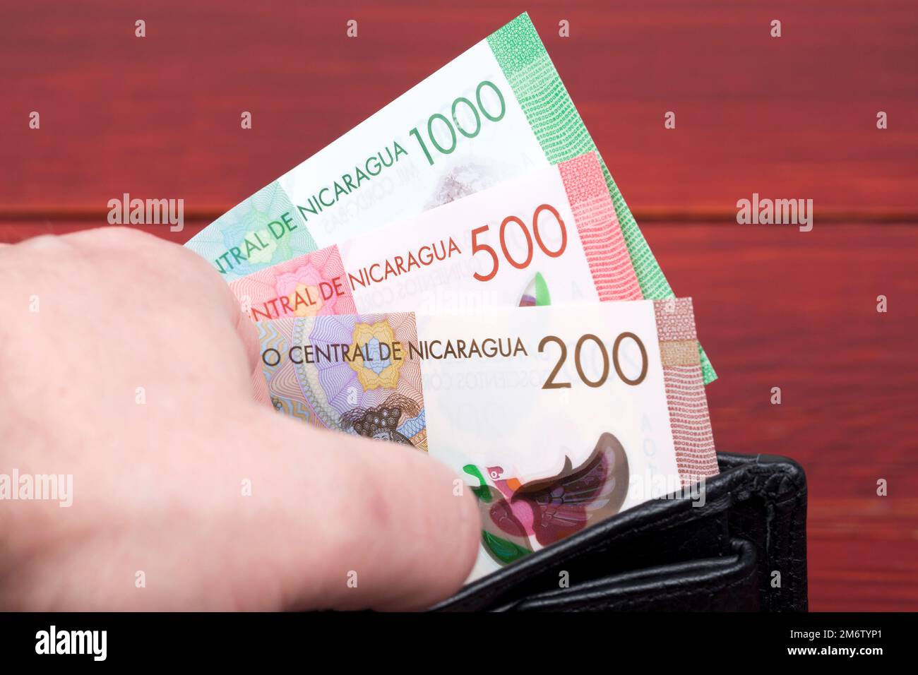 Nicaraguan cordoba in the black wallet Stock Photo Alamy
