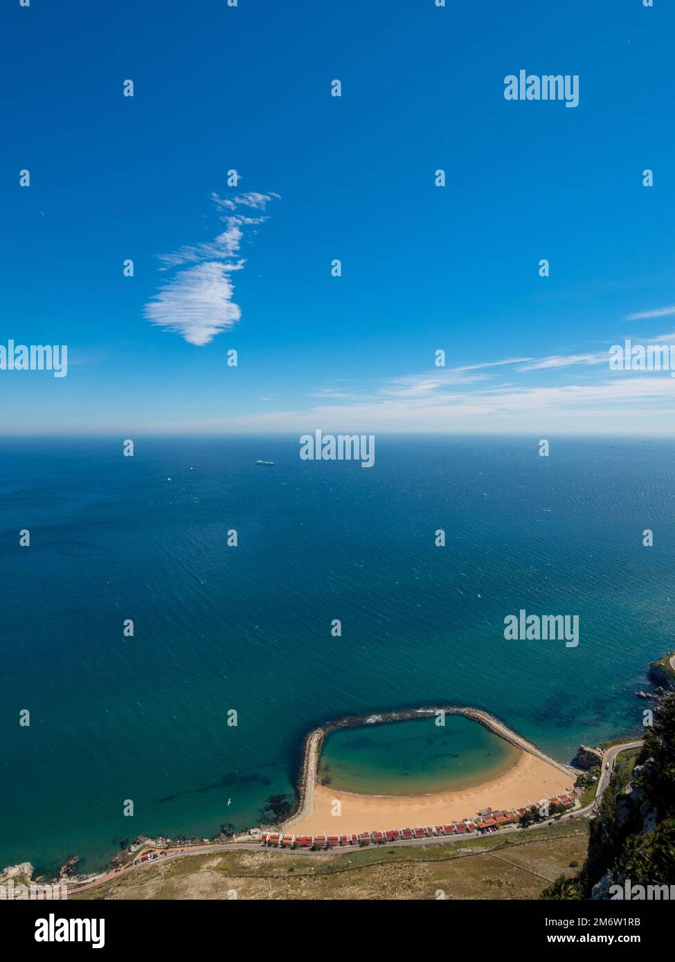 La mer Méditerranée et le détroit de Gibraltar, vue du haut du rocher de Gibraltar, England Stock Photo