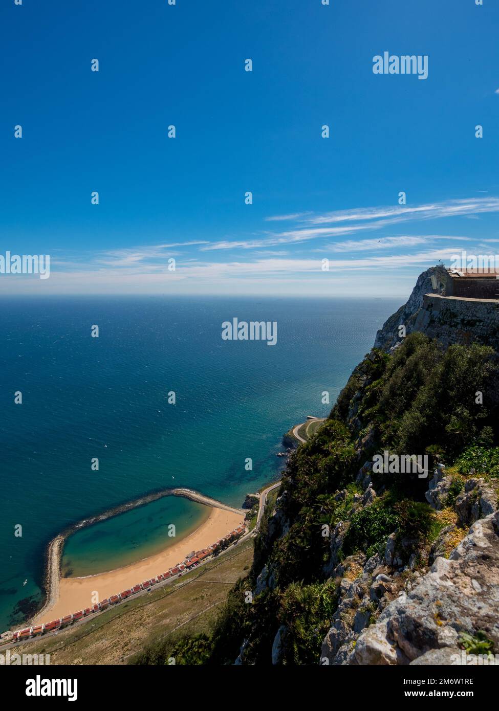 La mer Méditerranée et le détroit de Gibraltar, vue du haut du rocher de Gibraltar, England Stock Photo