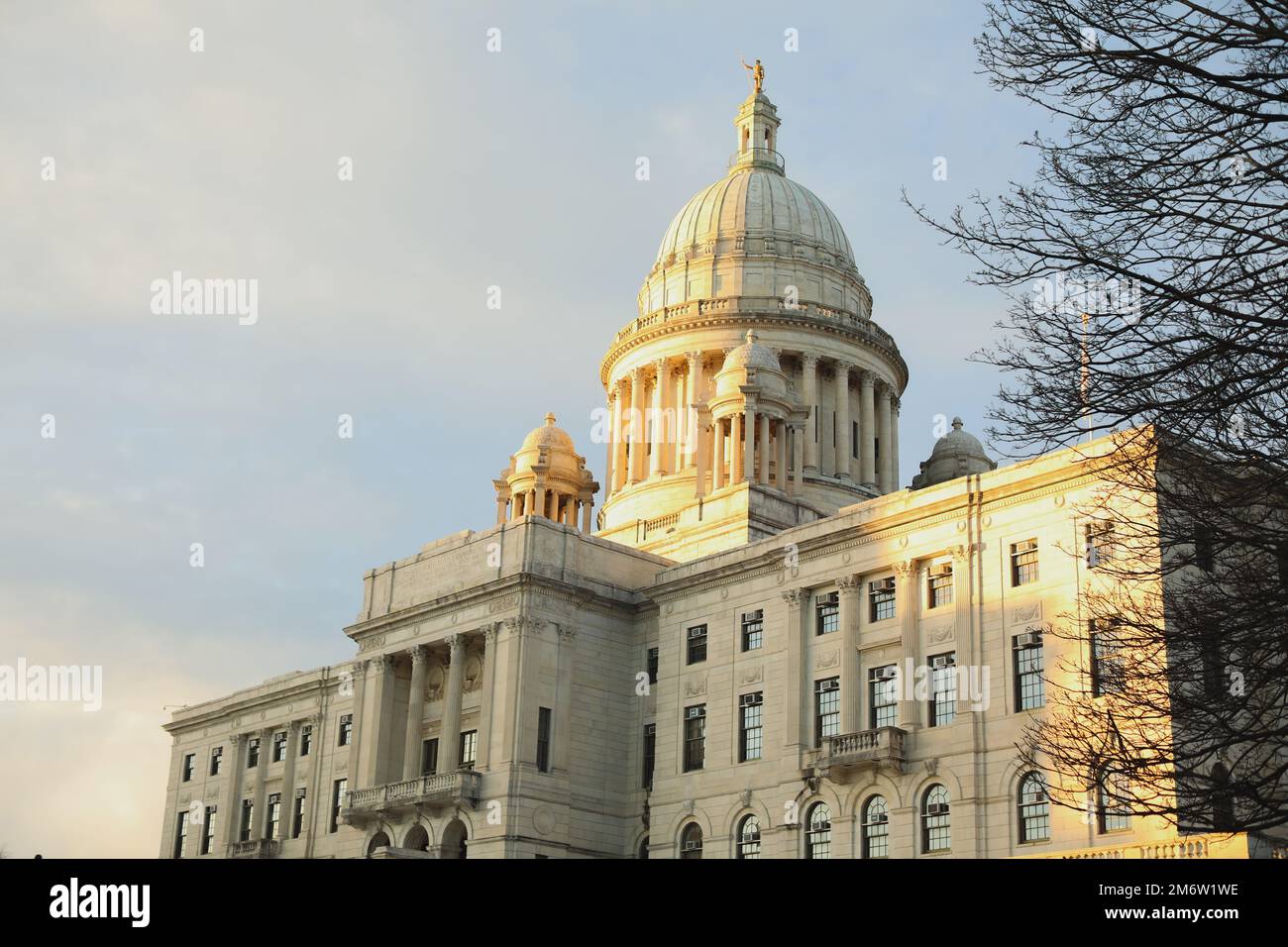 Rhode Island State House historical monument building capitol during sunset landmark national city and history Stock Photo