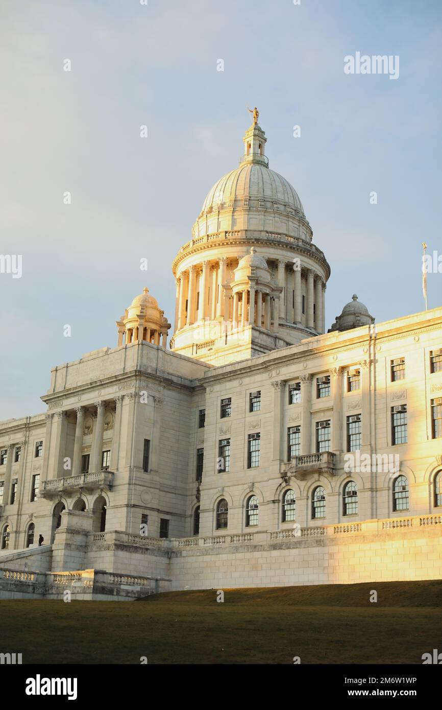 Rhode Island State House historical monument building capitol during sunset landmark national city and history Stock Photo