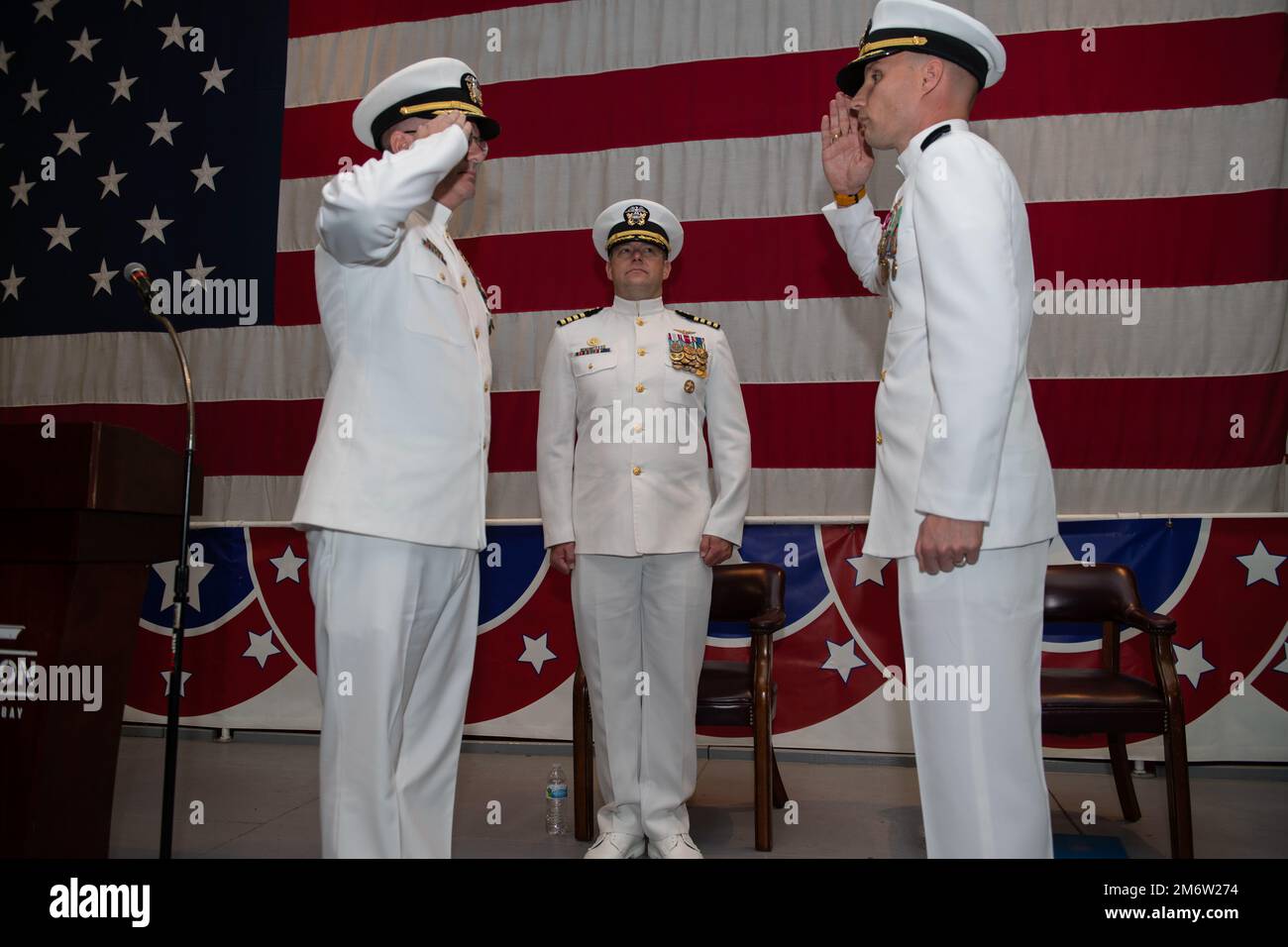 Incoming Commanding Officer Cmdr. William Murphy, left, officially ...