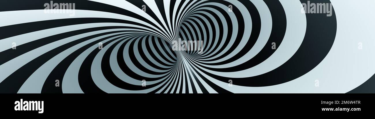 Optical illusion black and white tunnel Stock Photo