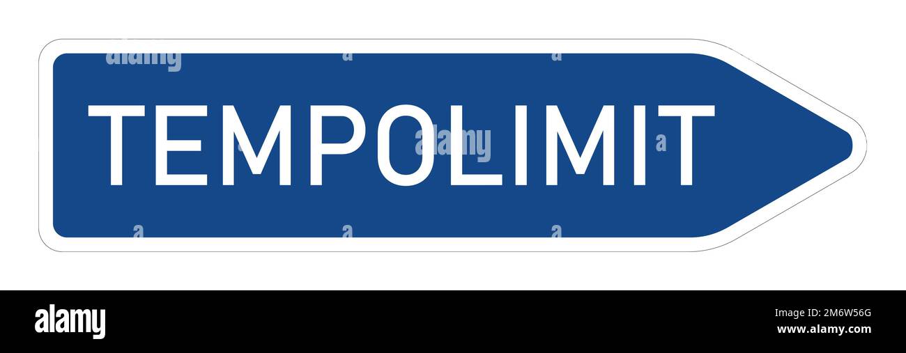 German street sign with text speed limit in german language Stock Photo