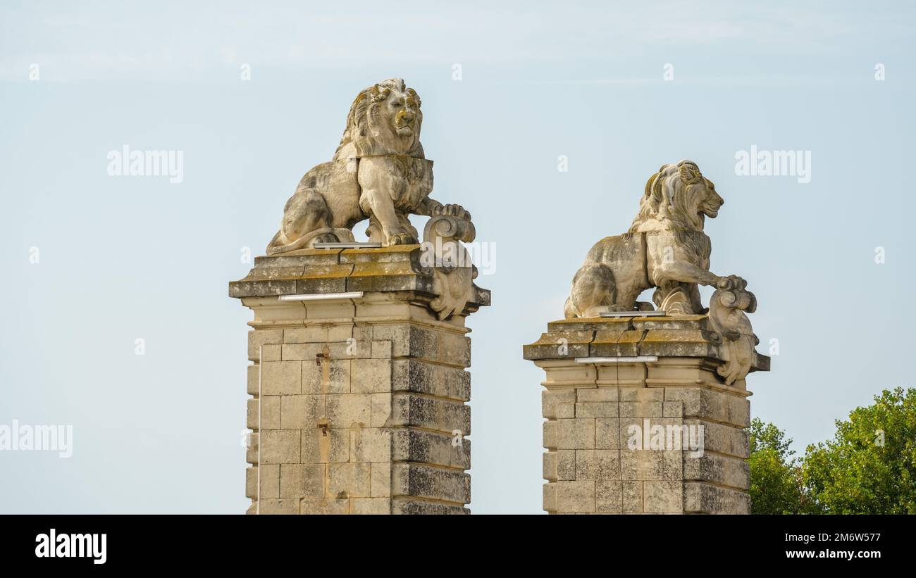 Lion statue at Arles France Stock Photo