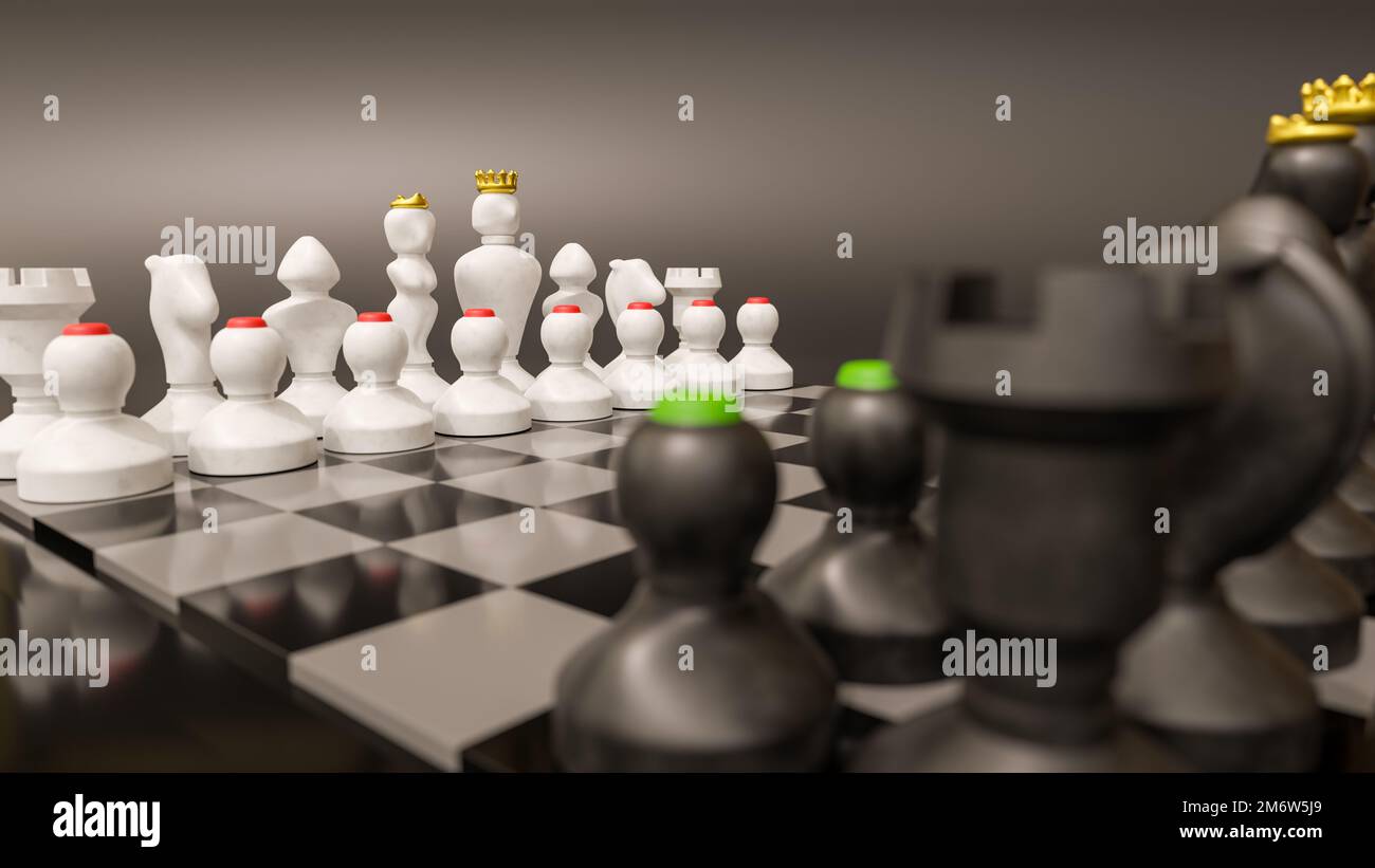 Chess Pieces In Starting Position On A Wooden Board Stock Photo - Download  Image Now - iStock