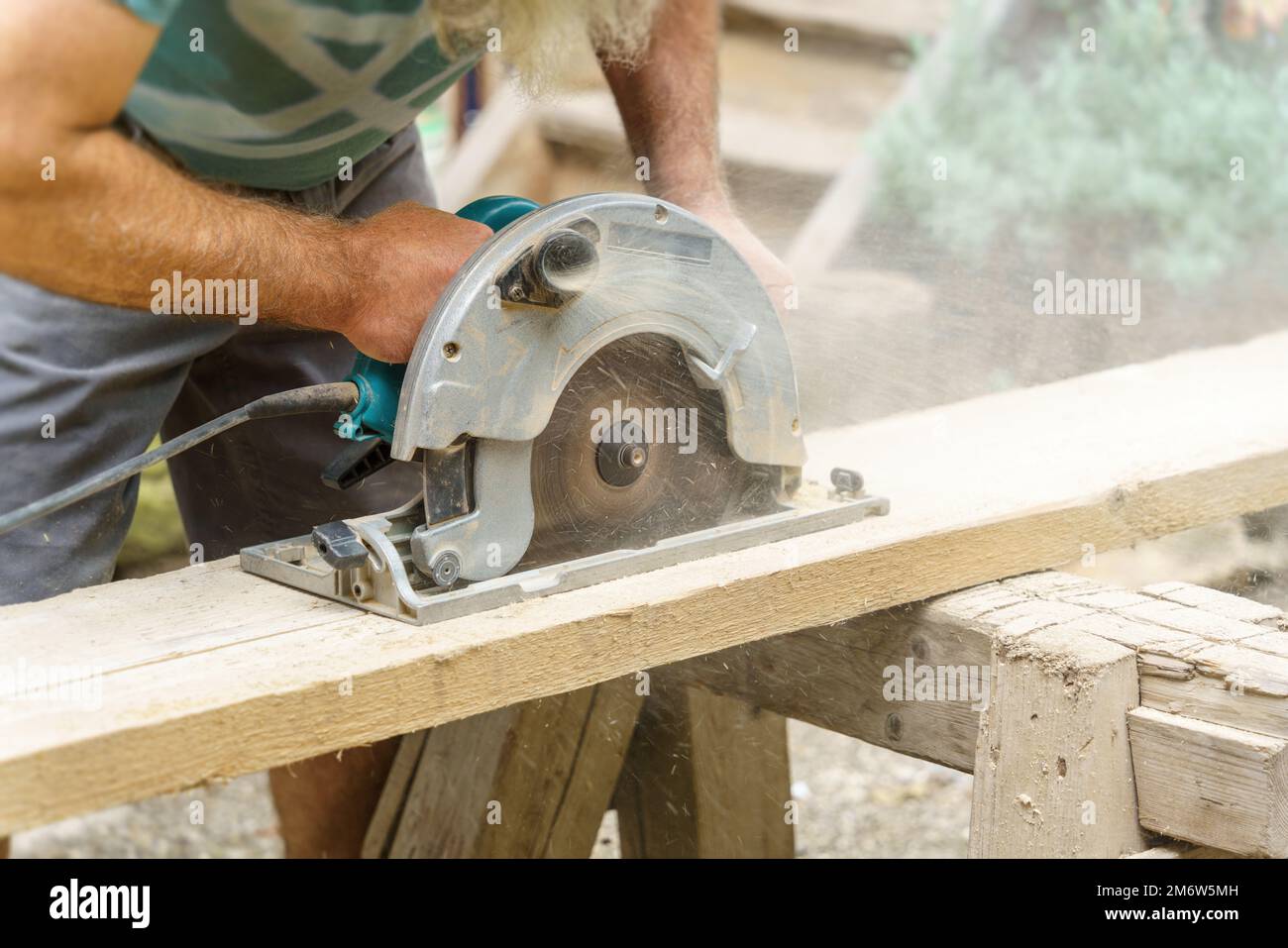 Circular saw wood cutting Stock Photo Alamy