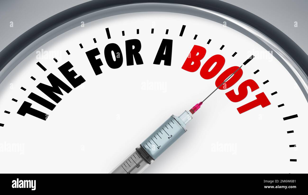 Clock with text time for a boost Stock Photo Alamy