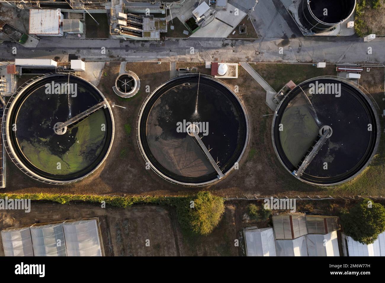 Aerial documentation of city water purification plants Stock Photo Alamy
