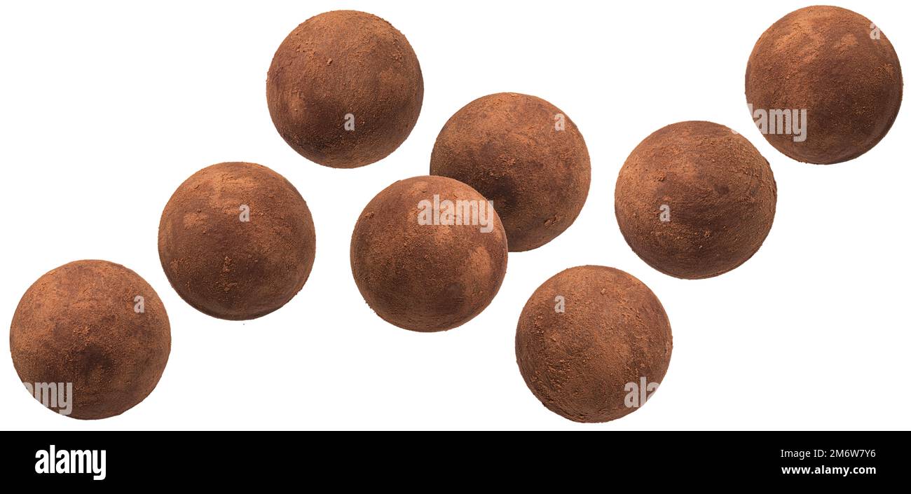 Falling sweet truffles, round chocolate candies Stock Photo Alamy