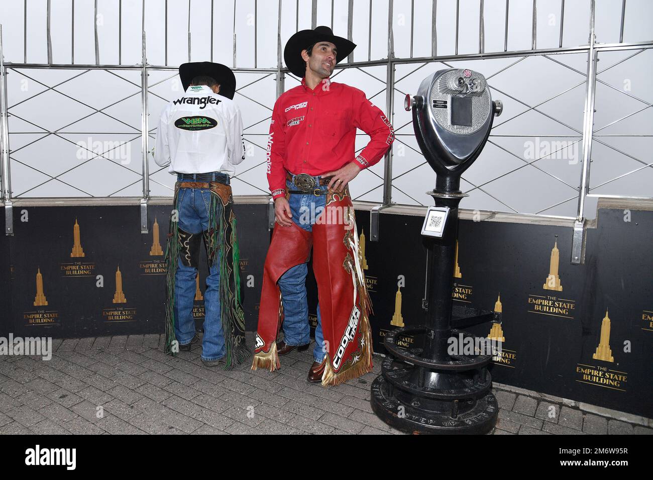 New York, NY, January 5, 2023. Professional Bull Riders (l-r) Dalton ...
