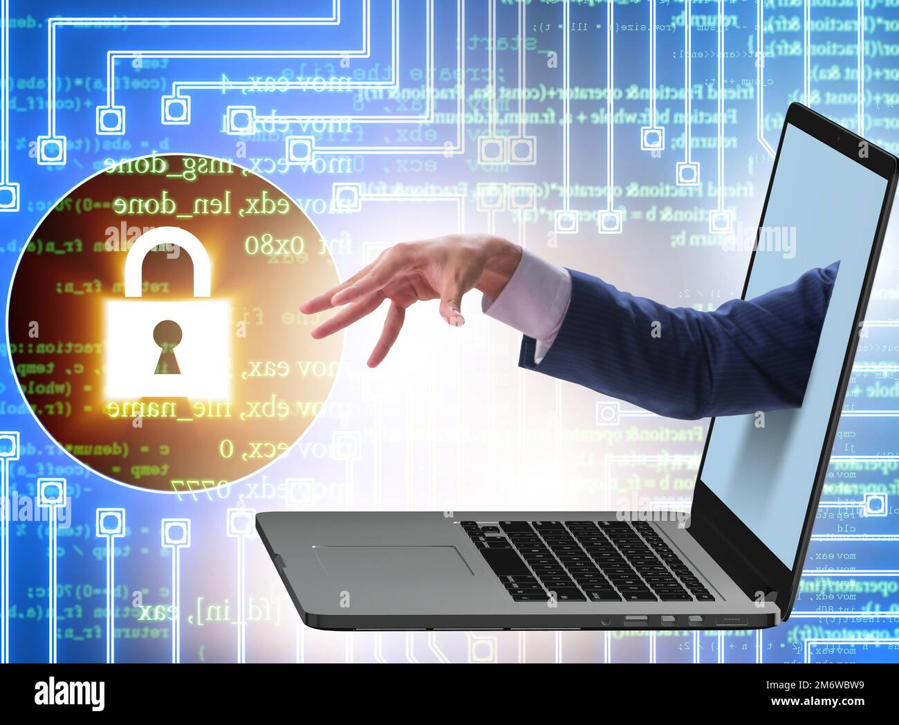 Hacker man trying to steal personal data Stock Photo