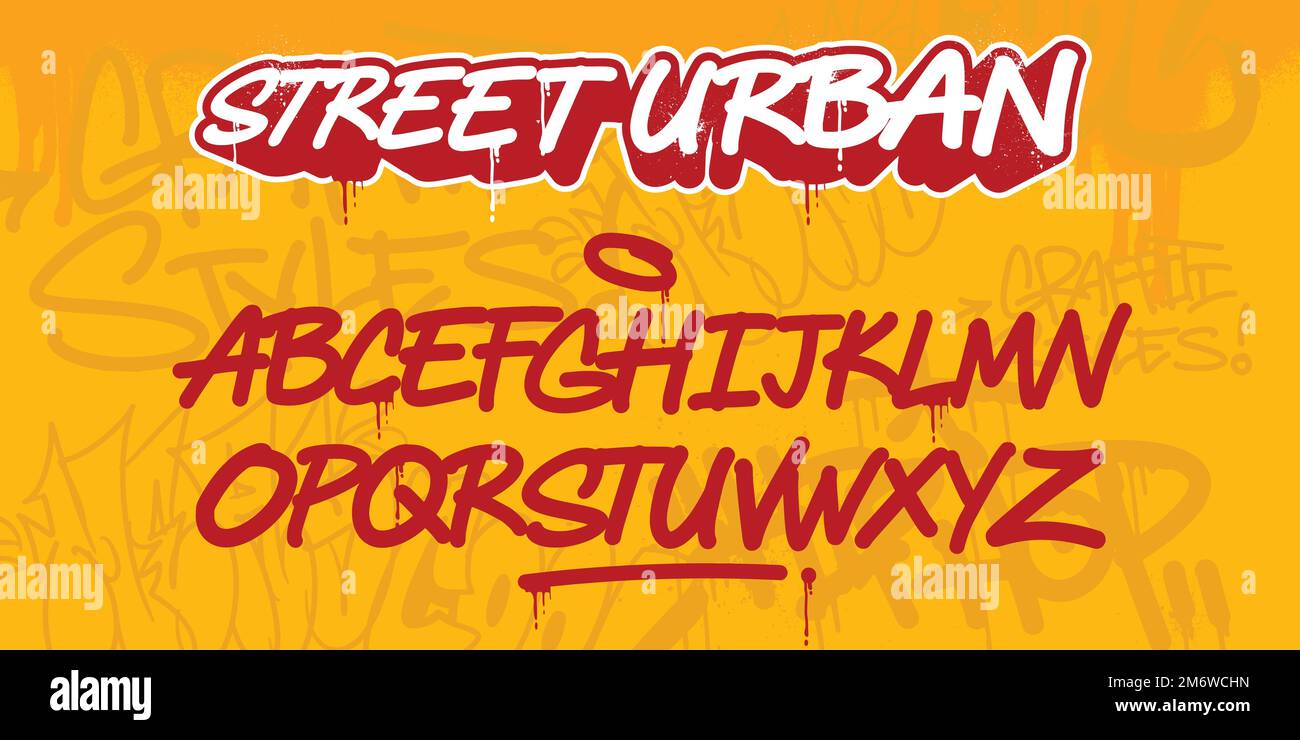 Cool Graffiti Font and Alphabet Vector. Street Art urban theme