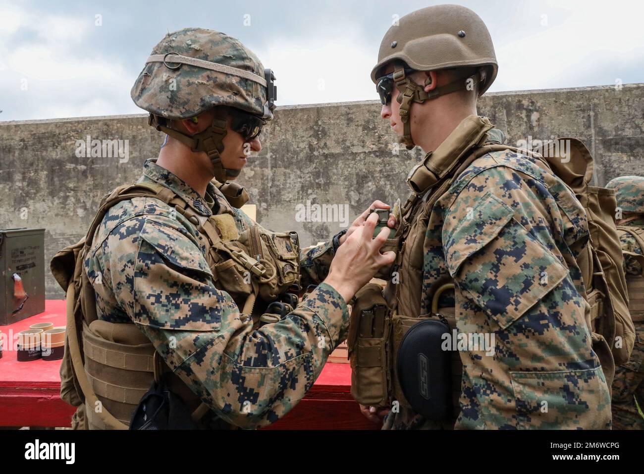 U.S. Marines with 2nd Transportation Battalion receive M67 hand ...