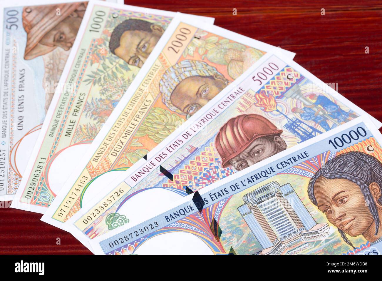 Old Central African States money a business background Stock Photo