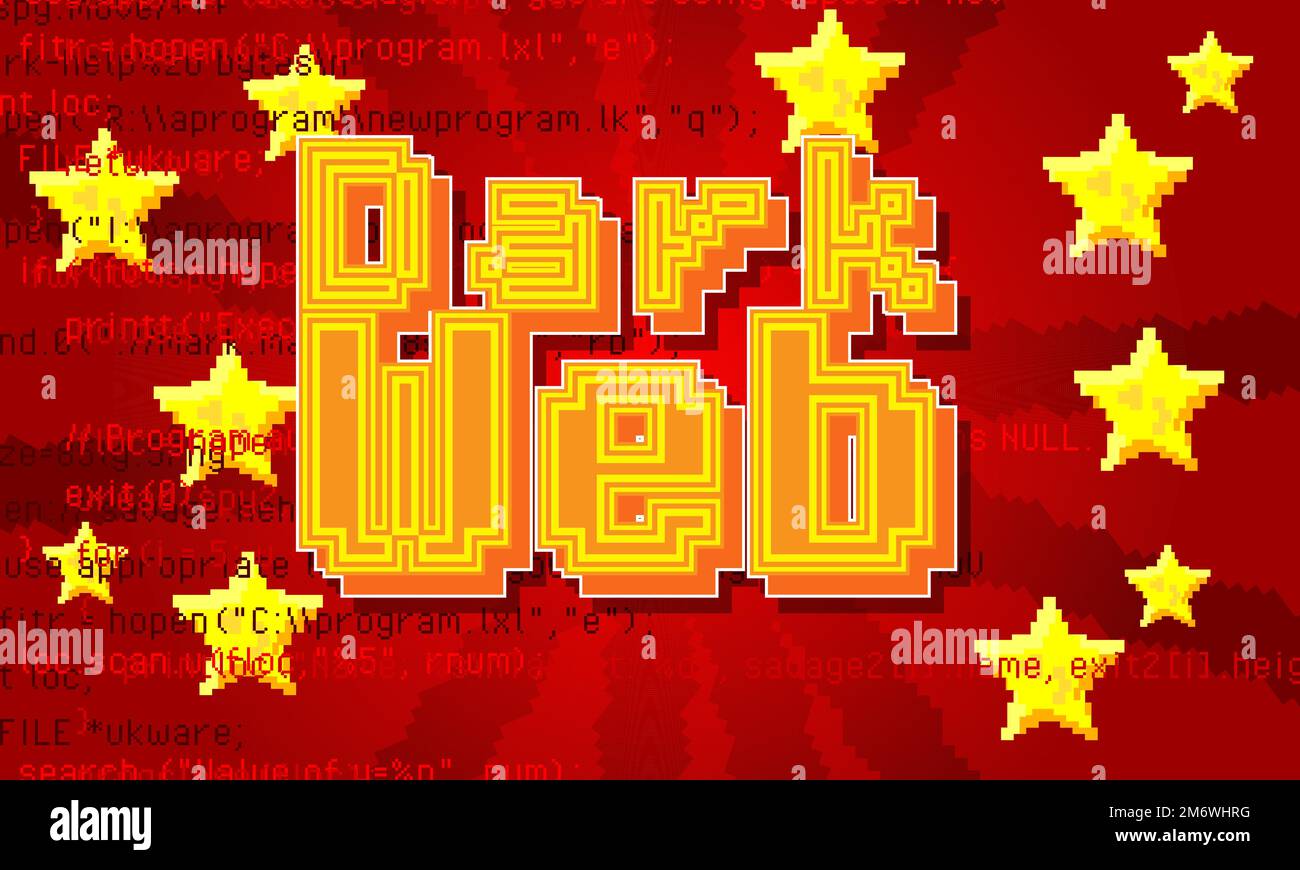 Dark Web. Pixelated word with geometric graphic background. Vector ...