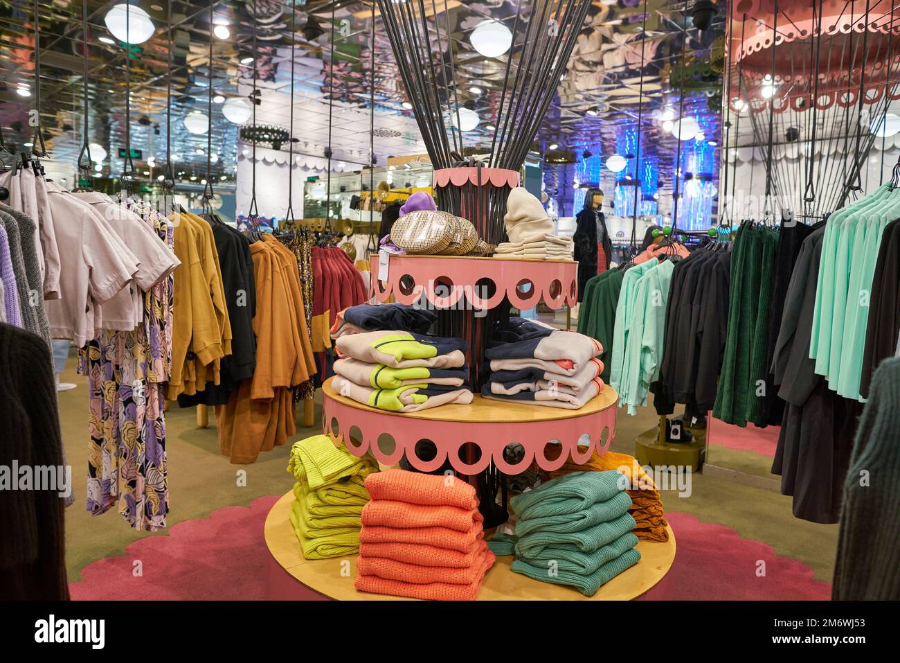 SHENZHEN, CHINA - CIRCA NOVEMBER, 2019: interior shot of Monki store in Shenzhen. Stock Photo