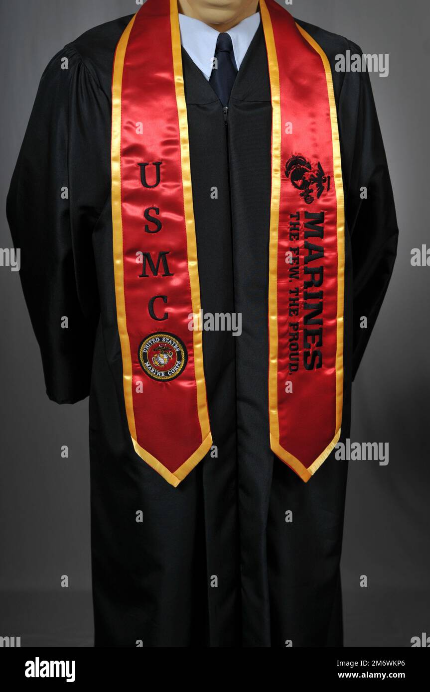 Graduating high school students from the Sioux City, Iowa area who are headed for military service will be honored at commencement ceremonies this spring with a military graduation stole decorated with the graduate’s particular service branch. The stoles, like the U.S. Marine Corps, were created to honor students who have been accepted to one of the service academies, enlisted into an active duty component or joined a component of the Reserve or National Guard.    U.S. Air National Guard photo Senior Master Sgt. Vincent De Groot Stock Photo
