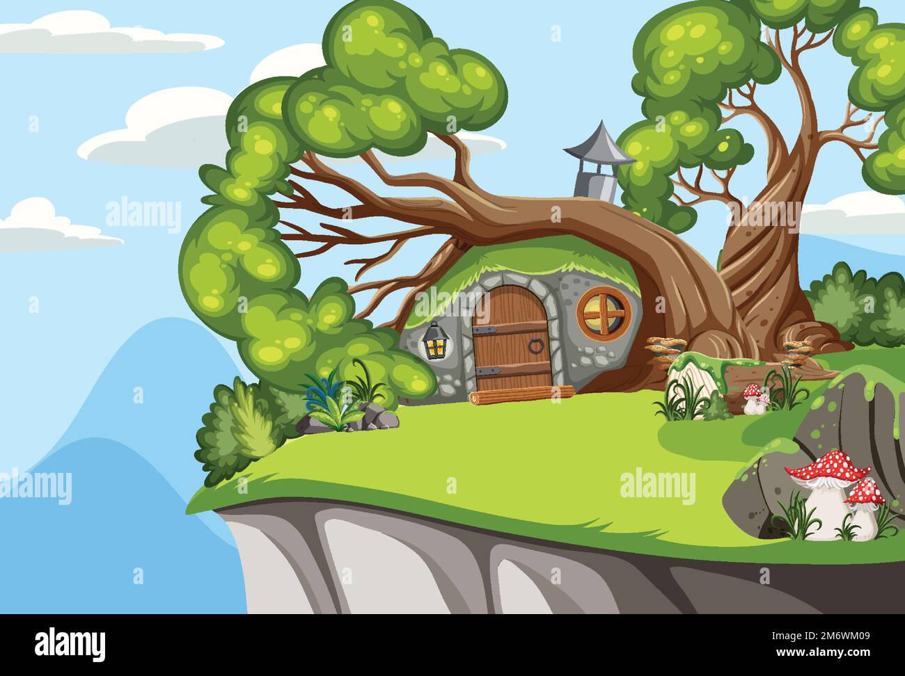 Fairytale house in forest scene illustration Stock Vector Image & Art ...