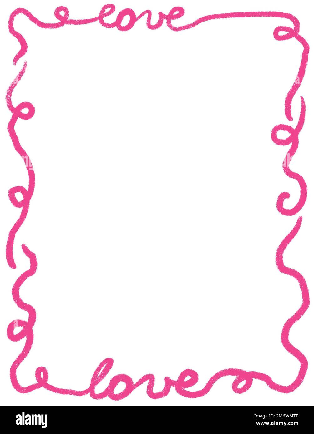 Hand drawn St Valentine Day page frame border. Pink red heart love kiss  illustration invitation, graphic curves romantic greeting poster template,  cute cartoon rectangle rectangular clipart Stock Photo - Alamy, image size:1004x1390