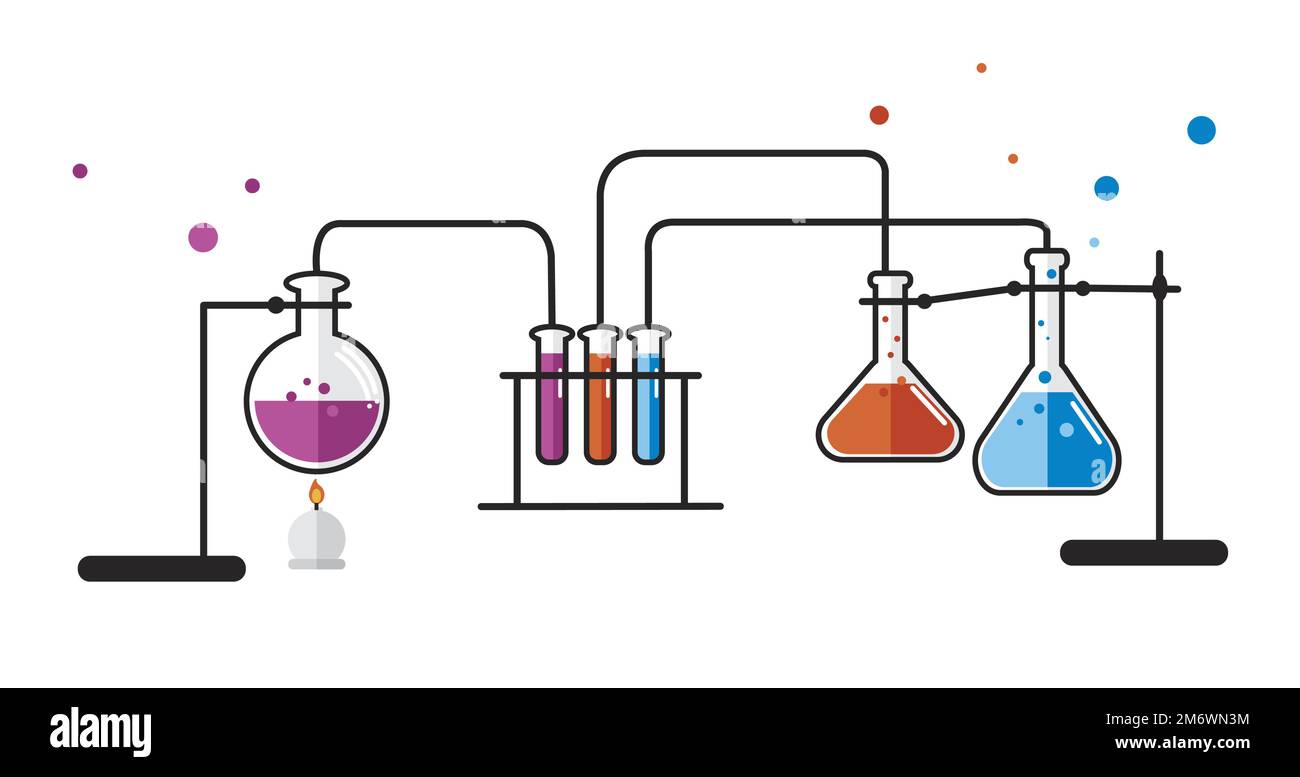 Illustration of chemistry laboratory instruments set Stock Vector Image