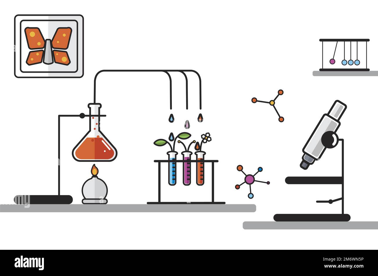 Illustration of chemistry laboratory instruments set Stock Vector Image
