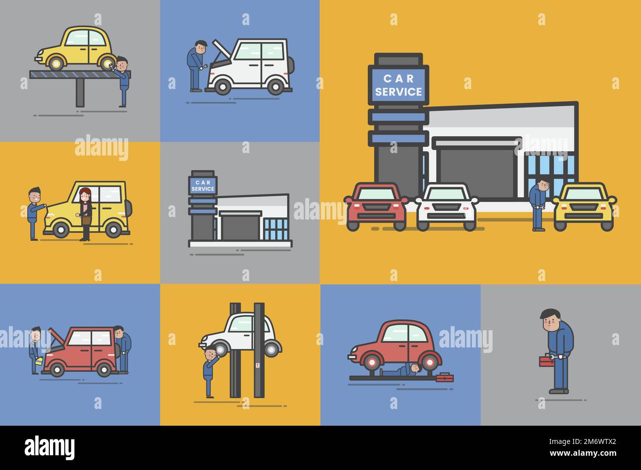 Illustration of car garage vector set Stock Vector Image & Art - Alamy