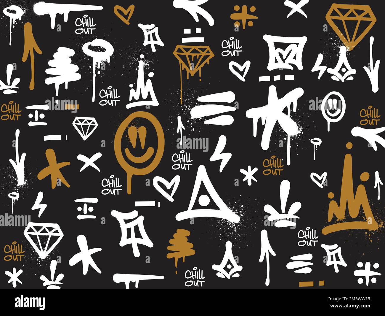 Graffiti background with throwup and tagging handdrawn style. Street