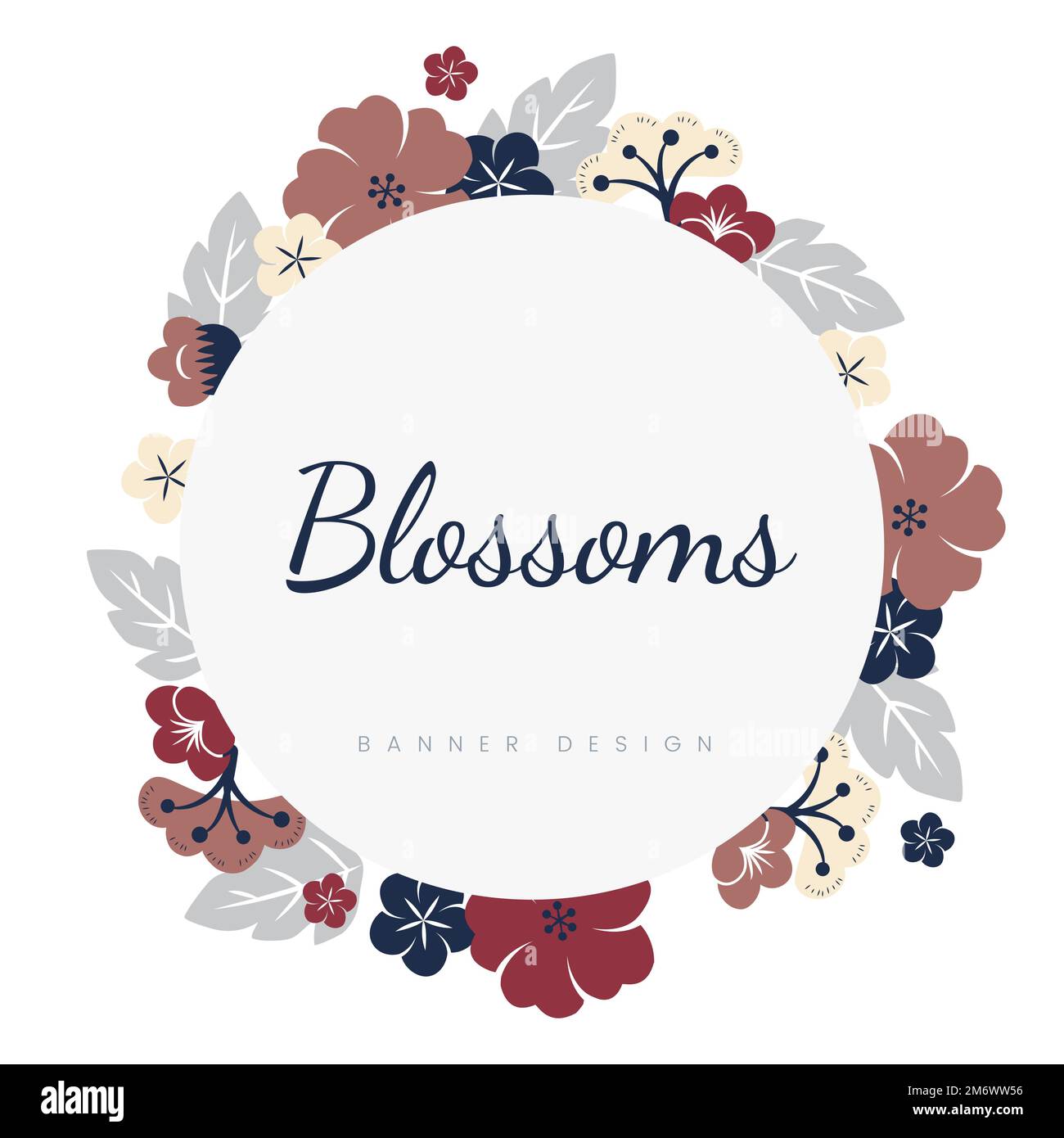 Round red floral badge vector Stock Vector Image & Art - Alamy