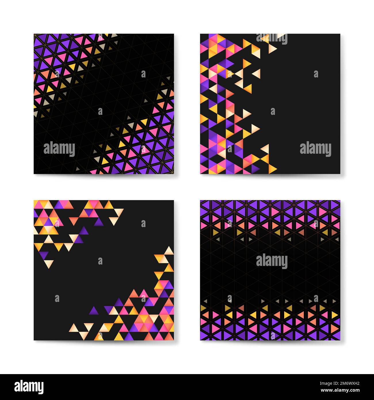 Colorful triangle patterned on black background Stock Vector