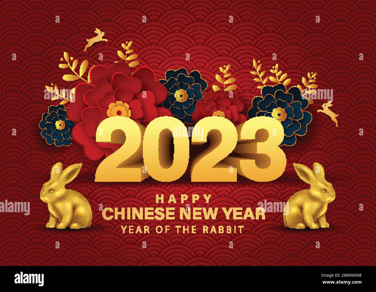 Happy Chinese Rabbit New Year 2023 Greeting Card Stock Photo - Alamy
