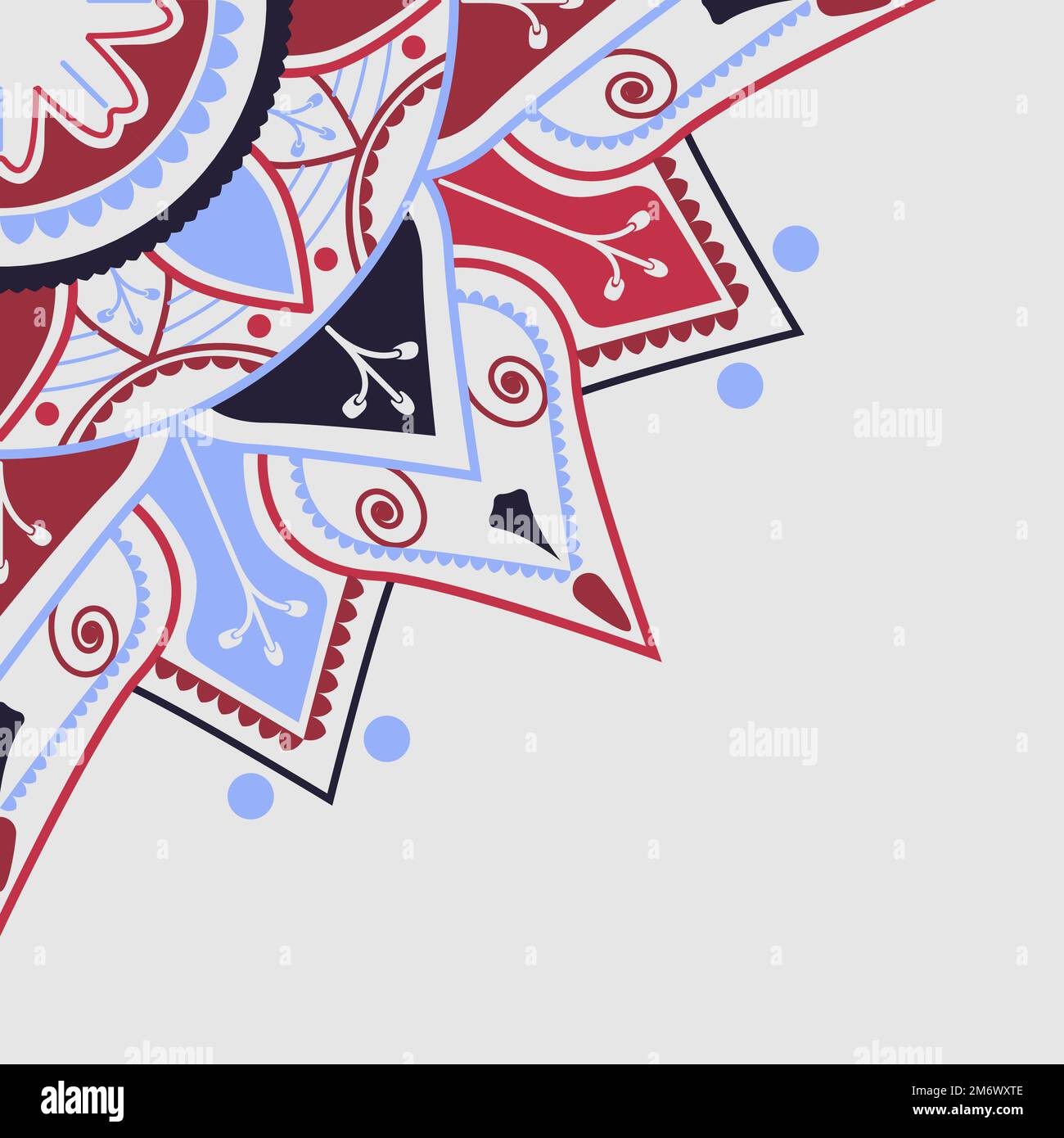 Red and blue mandala pattern on white background Stock Vector
