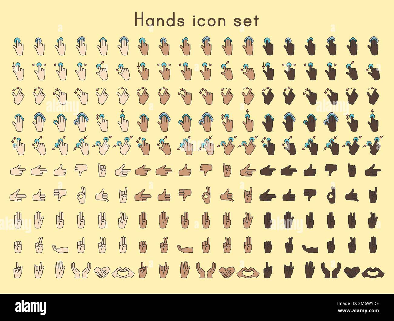 Illustration of hands gesture set in thin line Stock Vector Image & Art ...