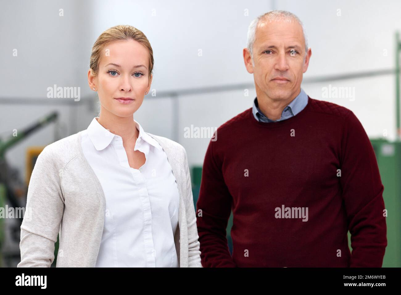You better be ready for us. Portrait of two factory managers on a warehouse inspection. Stock Photo