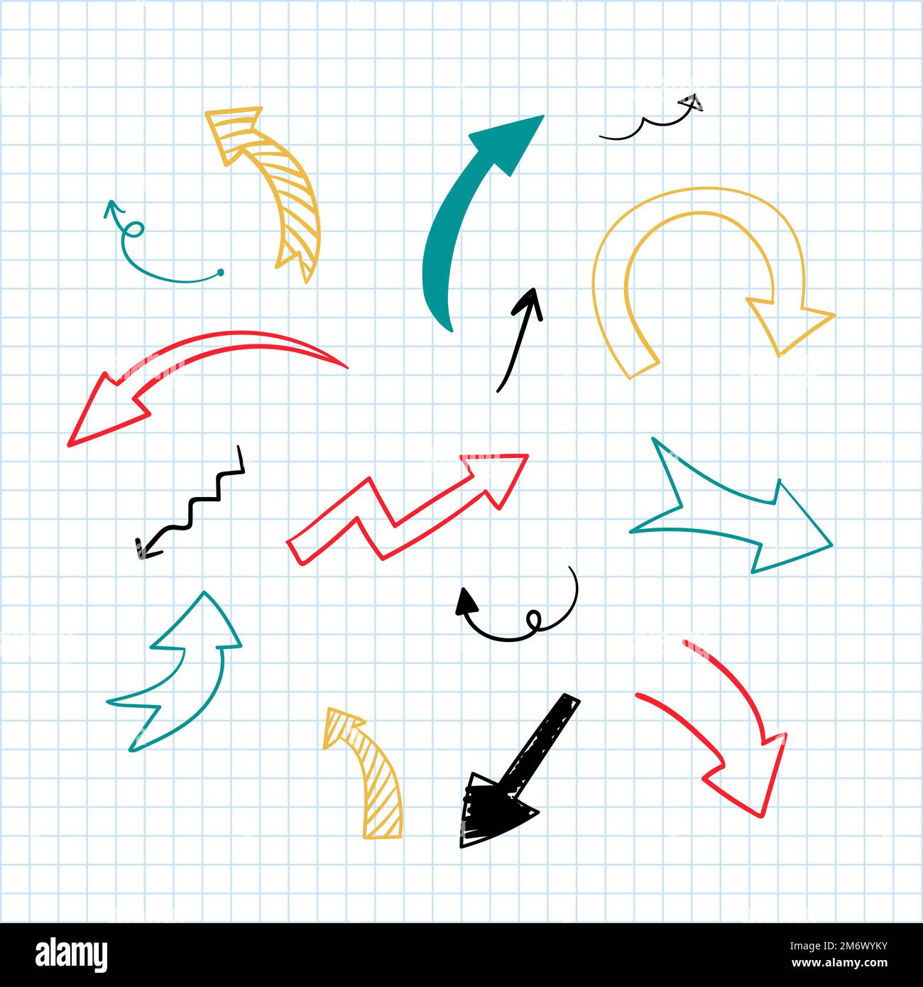 Hand-drawn doodle arrows vector set Stock Vector