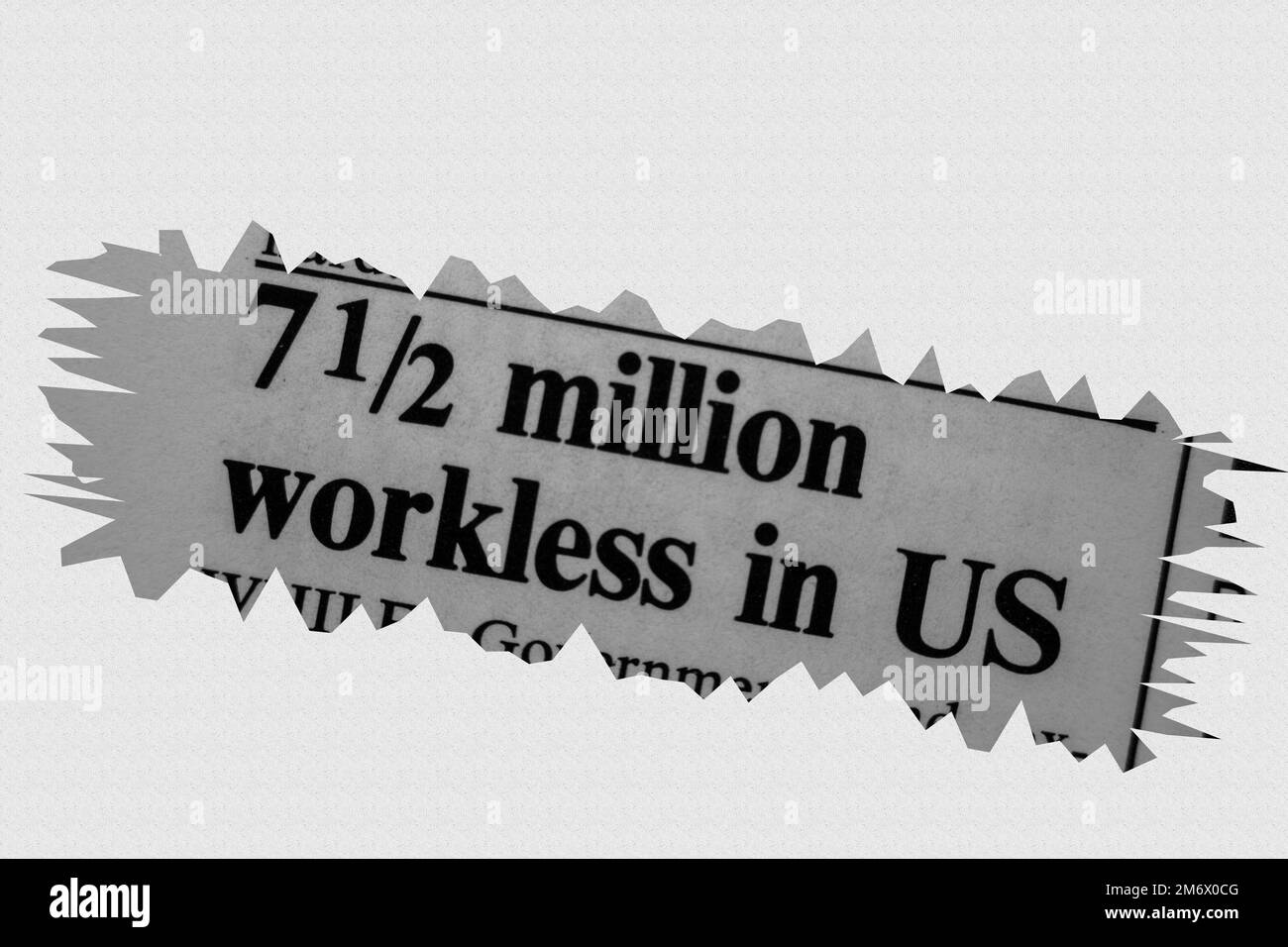 7.5 million workless in US  - news story from 1975 newspaper headline article title with overlay Stock Photo
