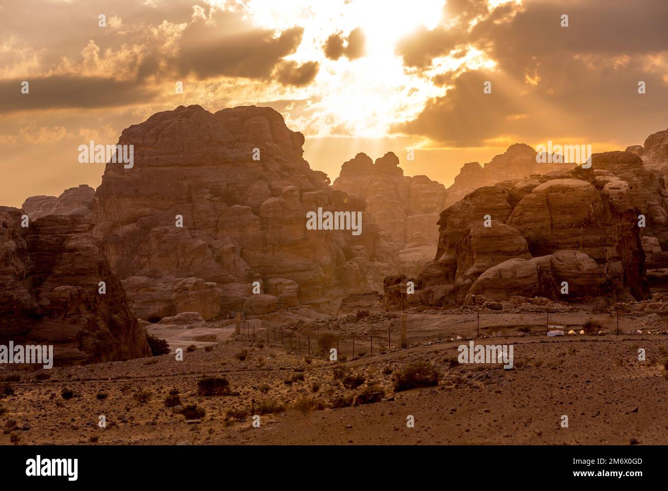 Sandstone rocks in little petra Jordan Stock Photo