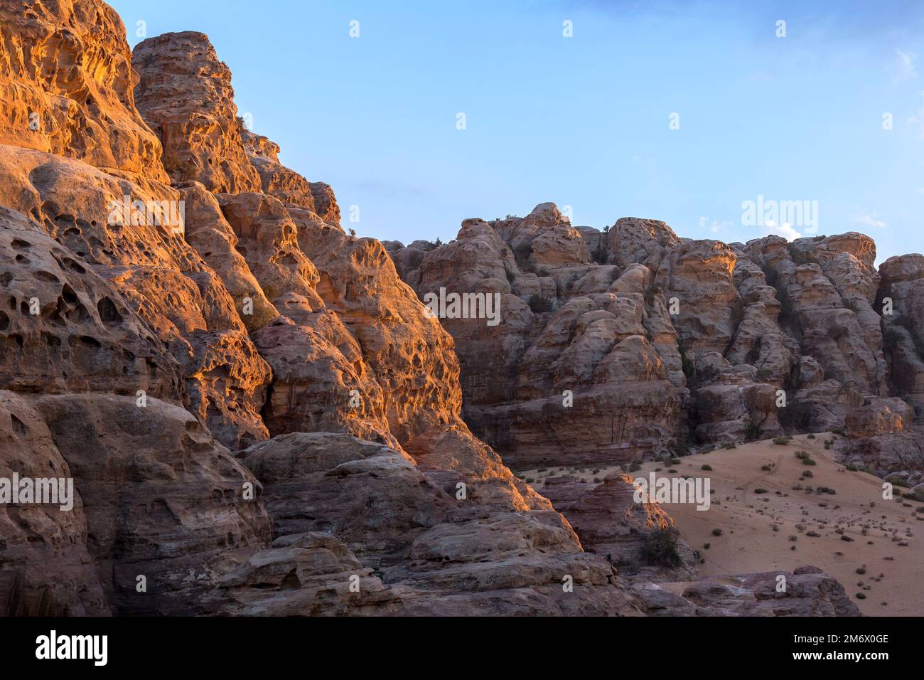 Sandstone rocks in little petra Jordan Stock Photo