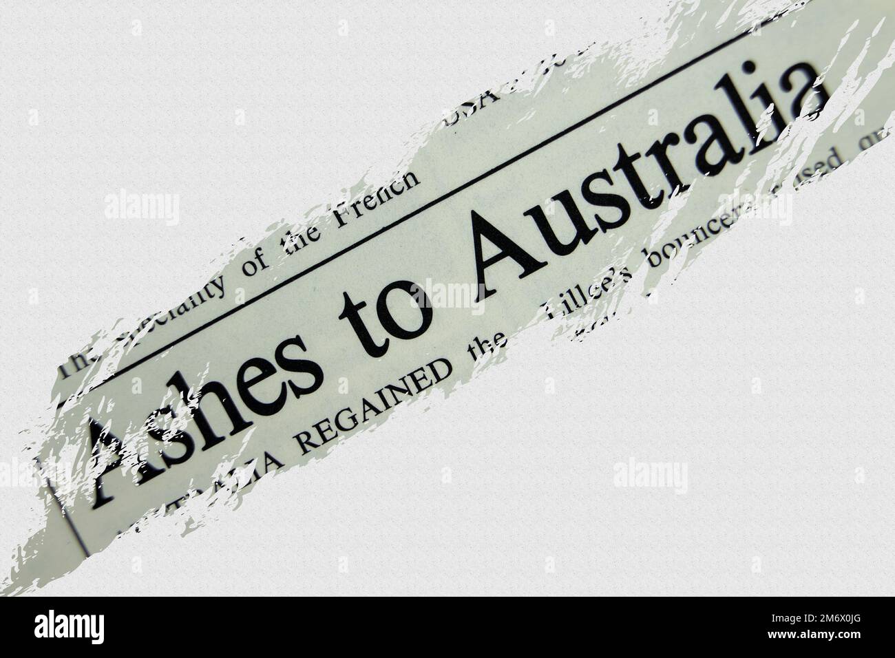 news story from 1975 newspaper headline article title - Ashes to Australia Stock Photo