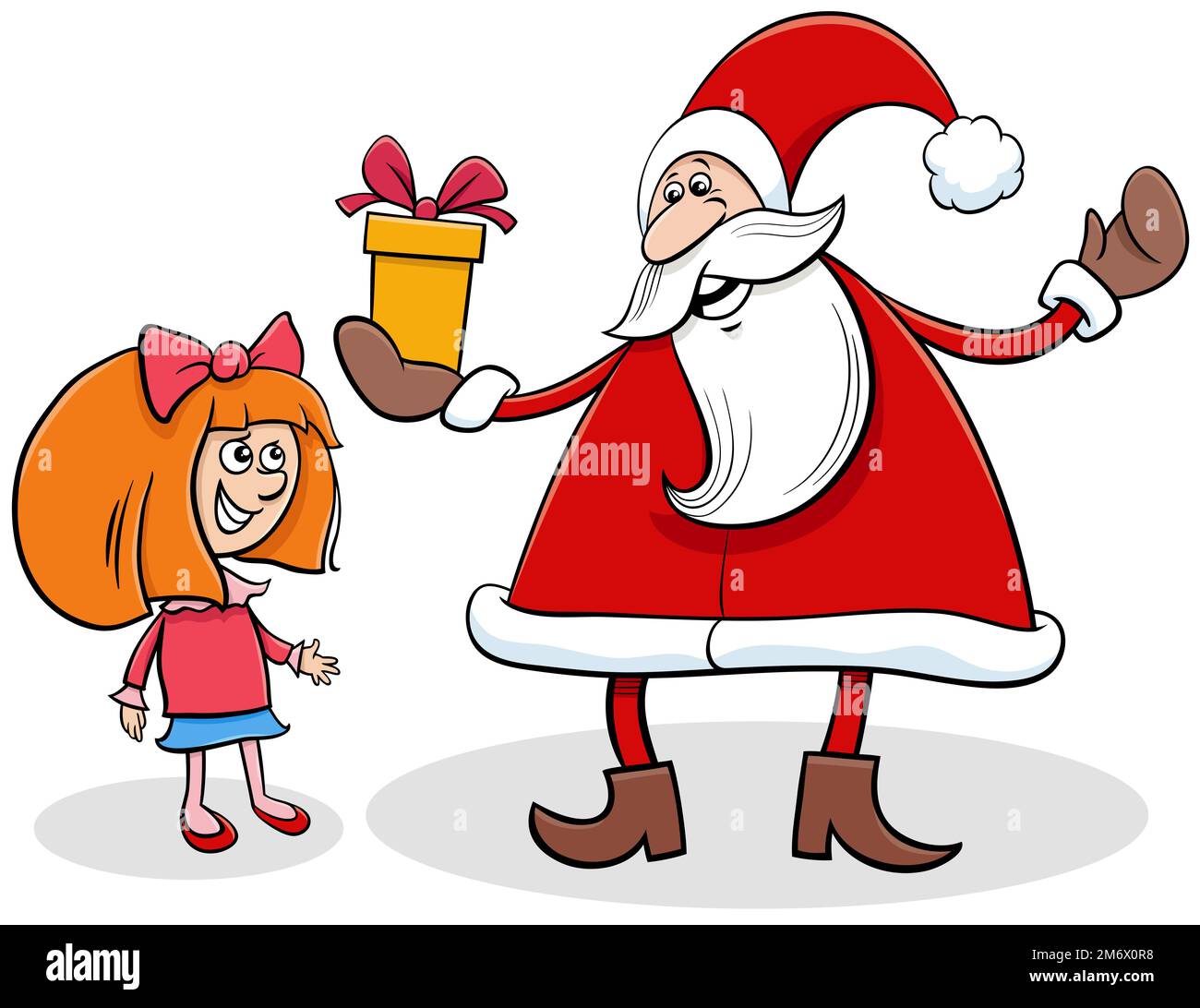 Cartoon Santa Claus giving Christmas presents to little girl Stock ...