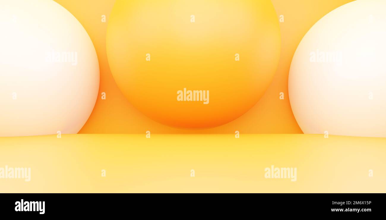 3d rendering of empty yellow orange abstract minimal background. Scene for advertising design, cosmetic ads, show, technology, food, banner, cream Stock Photo