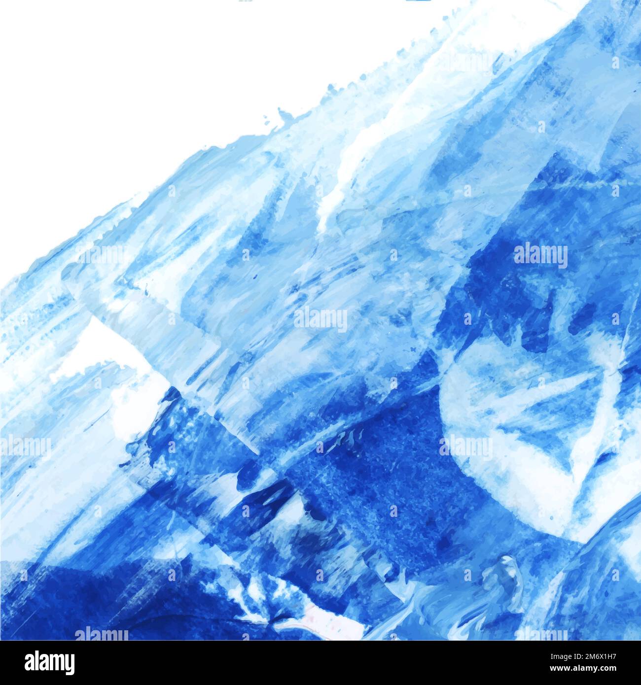 Blue and white abstract acrylic brush stroke textured background vector ...