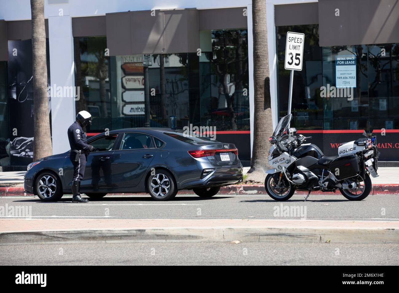 Costa Mesa, California, USA March 20, 2022 A motorcycle cop police