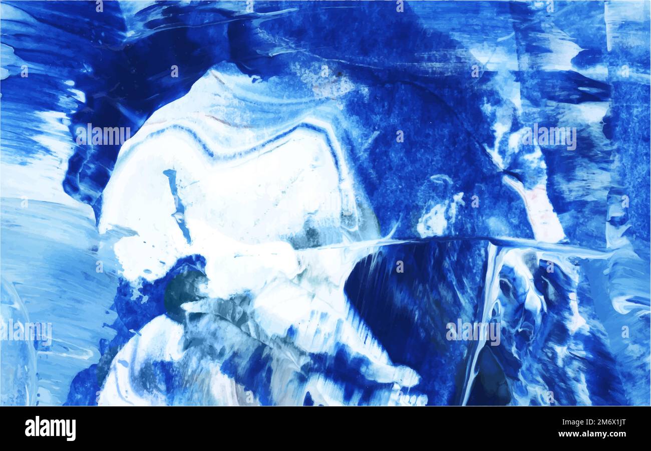 Blue and white abstract acrylic brush stroke textured background vector ...