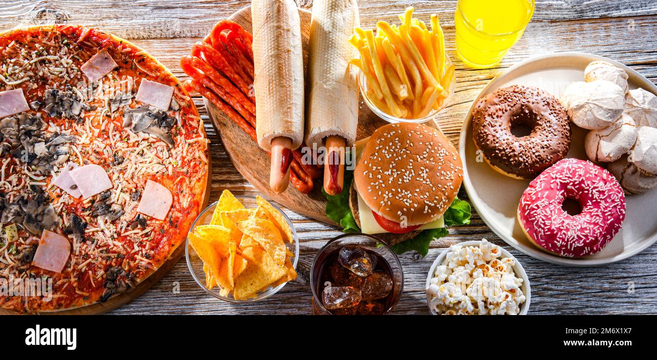 Foods enhancing the risk of cancer. Junk food Stock Photo Alamy