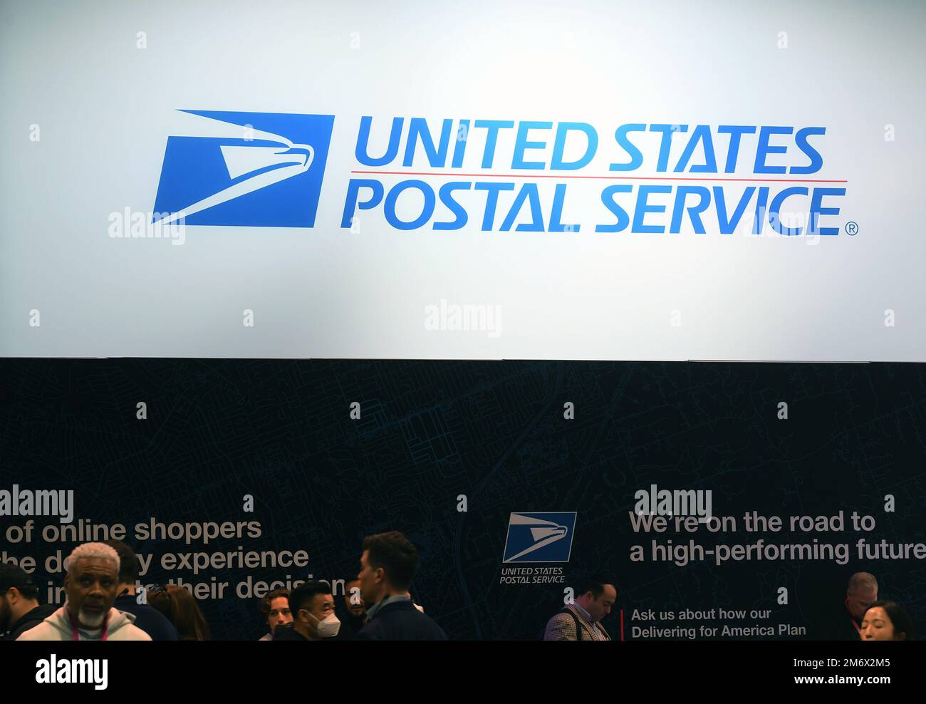 Las Vegas, USA. 05th Jan, 2023. A USPS sign is displayed during CES