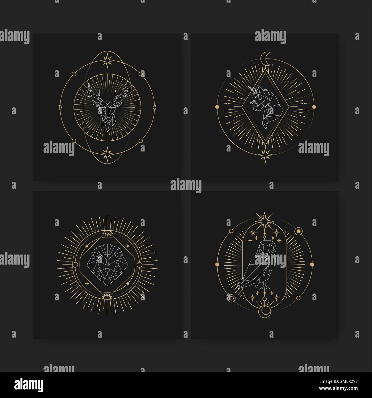 Geometric mystic symbols vector set Stock Vector