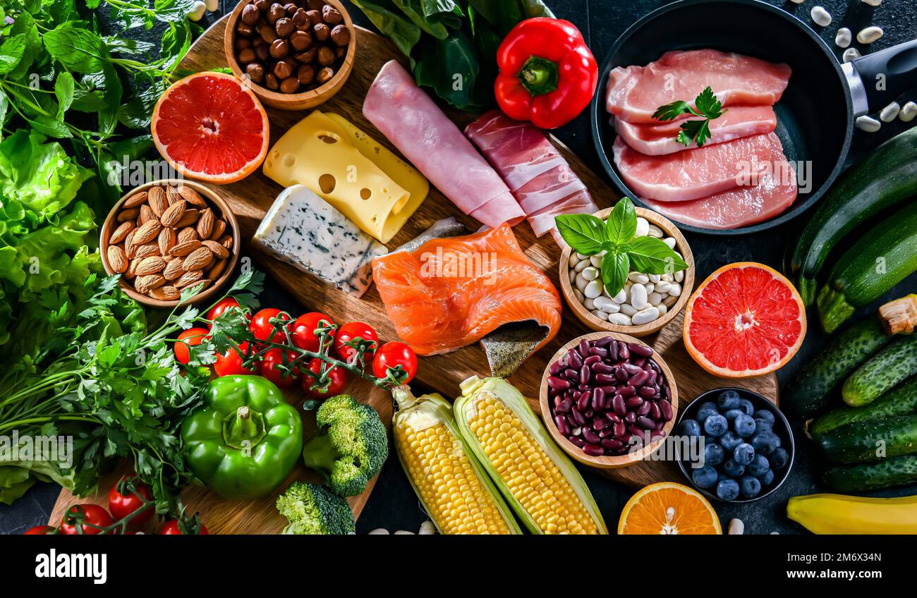Low-carbohydrate diet products recommended for weight loss Stock Photo