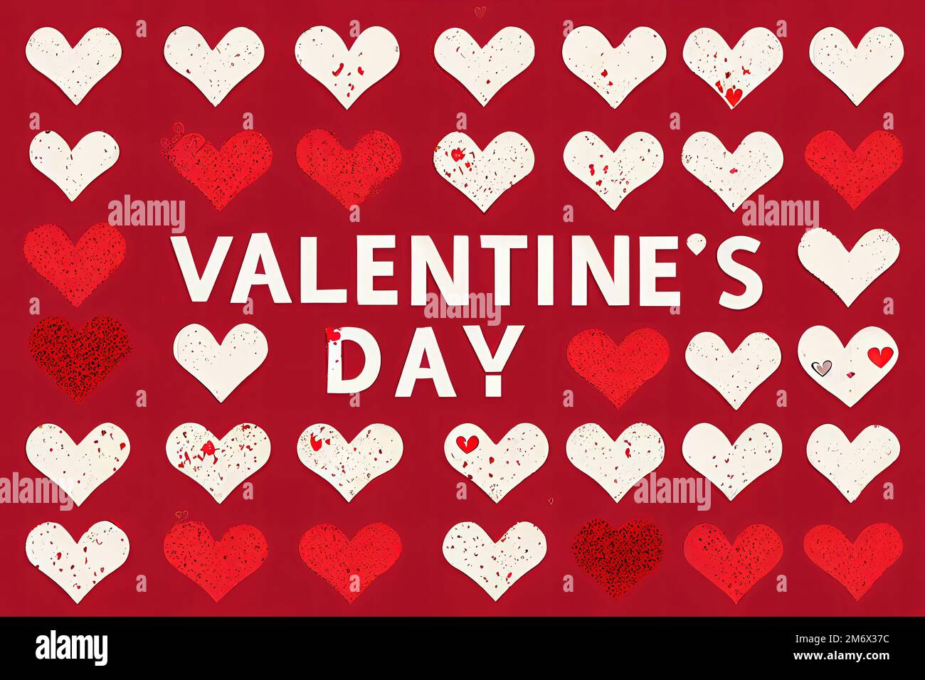 Valentine's Day card with lots of red hearts Stock Photo